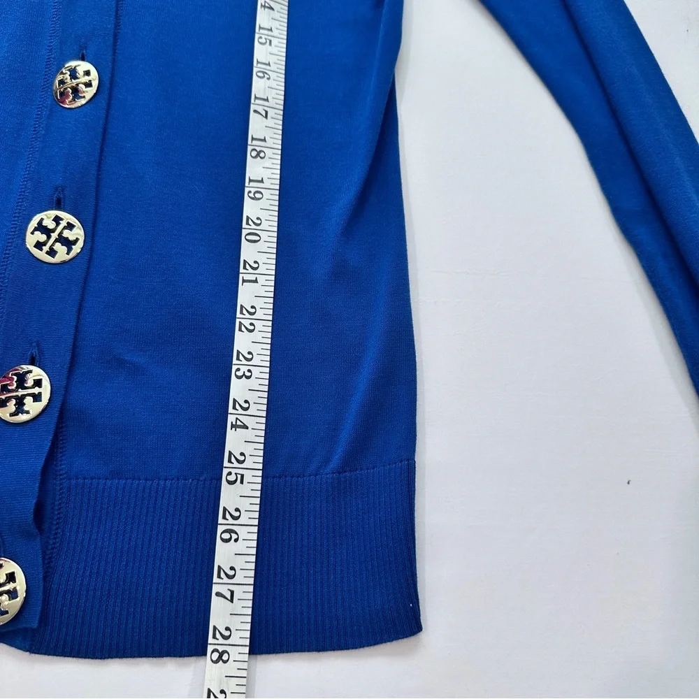 Tory‎ Burch Luxury Designer Navy Blue Signature Buttons Cardigan S